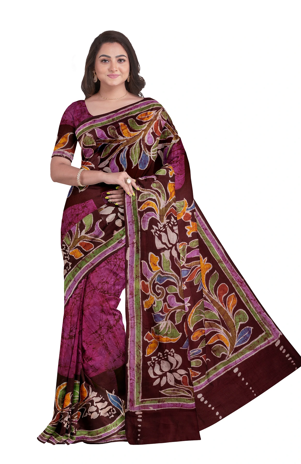 Batik Silk Saree - Multicolour - Image 3