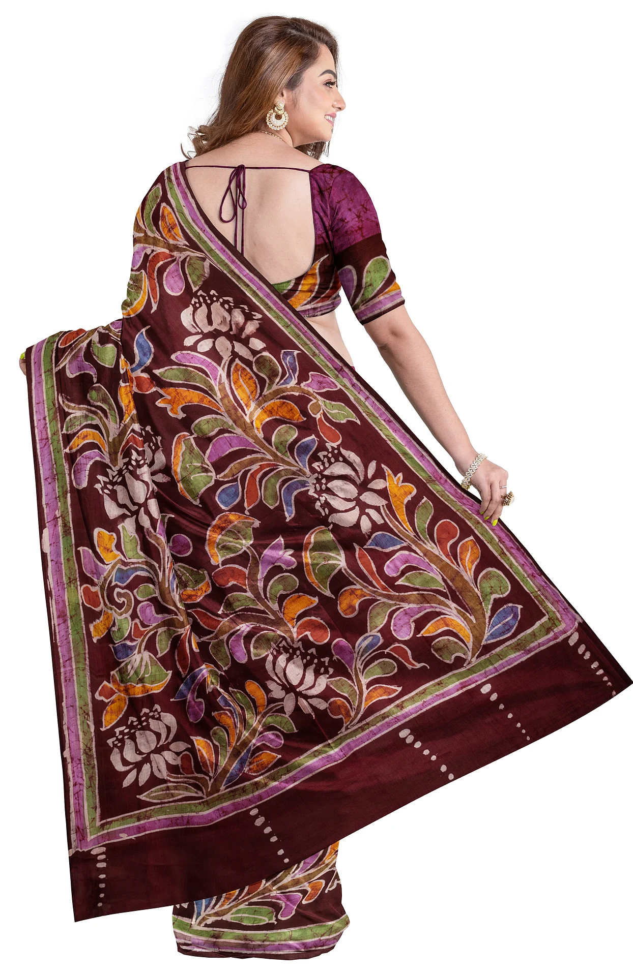 Batik Silk Saree - Multicolour