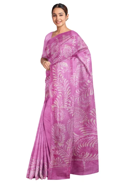 Batik Silk Saree - Pink