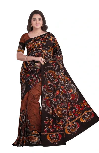 Batik Silk Saree - Rust