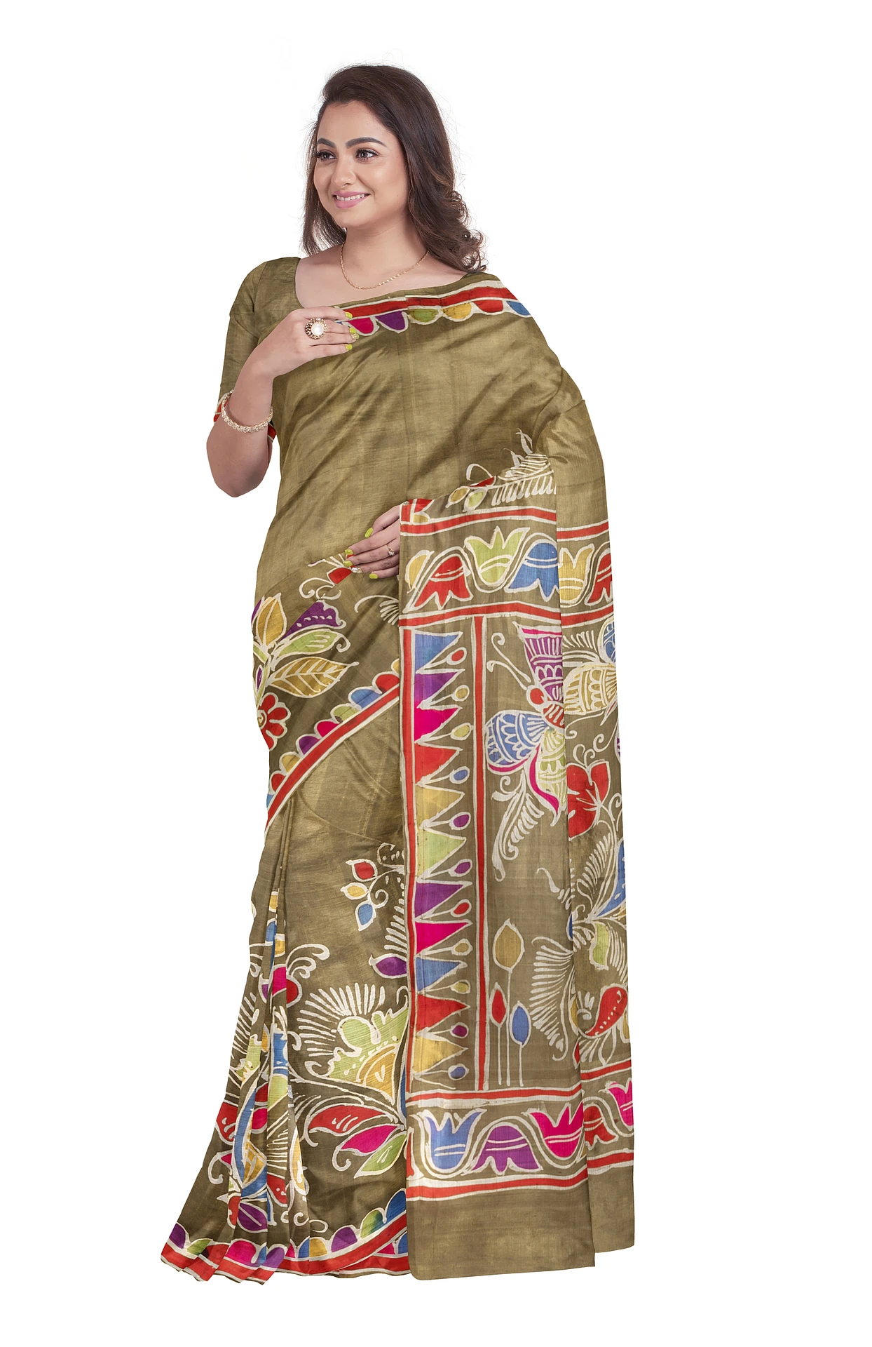 Batik Silk Saree - Multicolour
