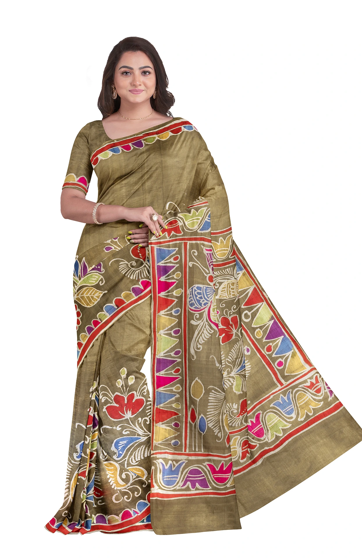 Batik Silk Saree - Multicolour - Image 3