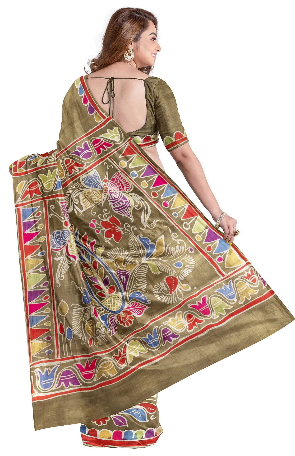 Batik Silk Saree - Multicolour - Image 2