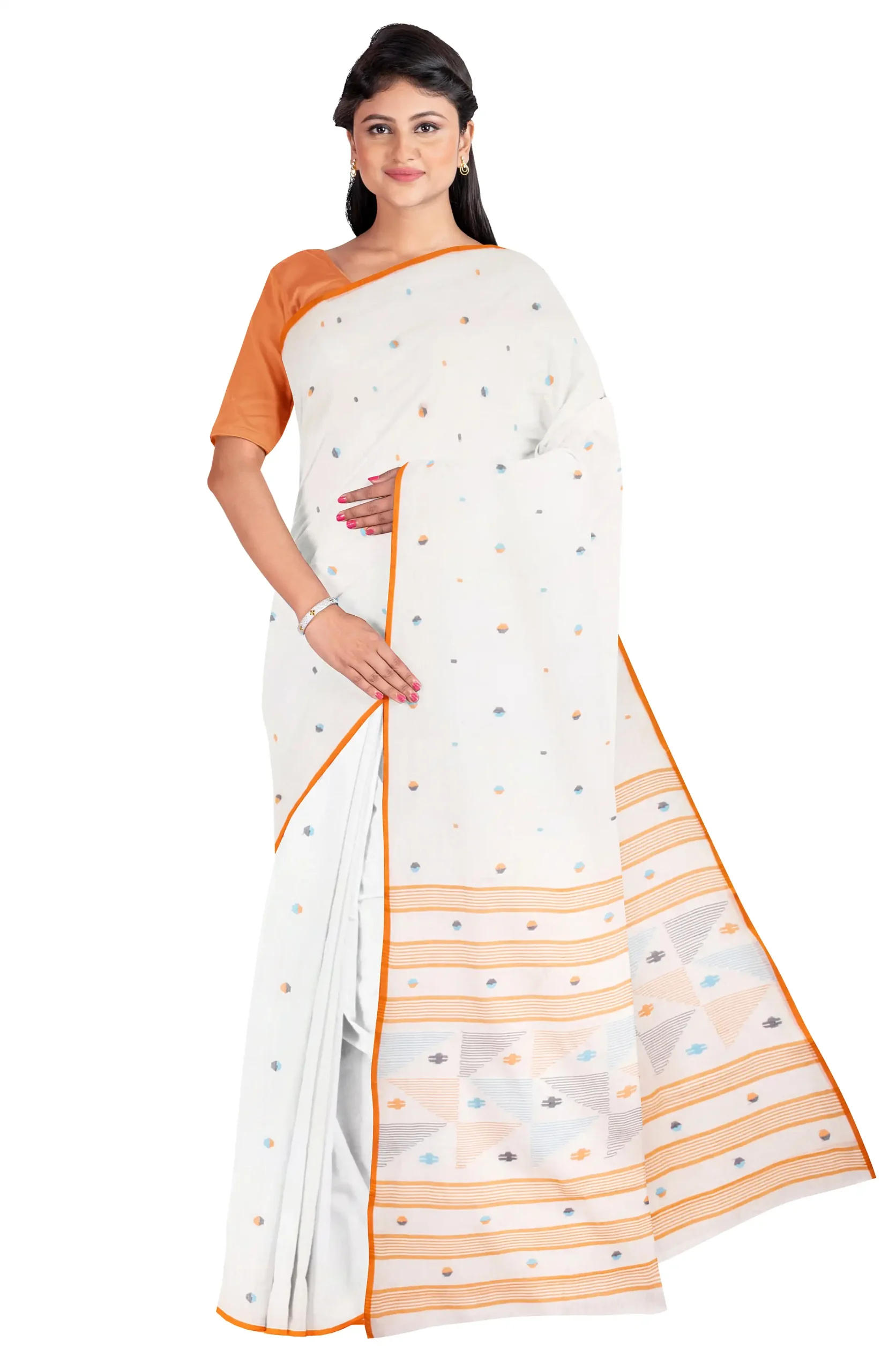 Handwoven Cotton Jamdani Saree - Off-White