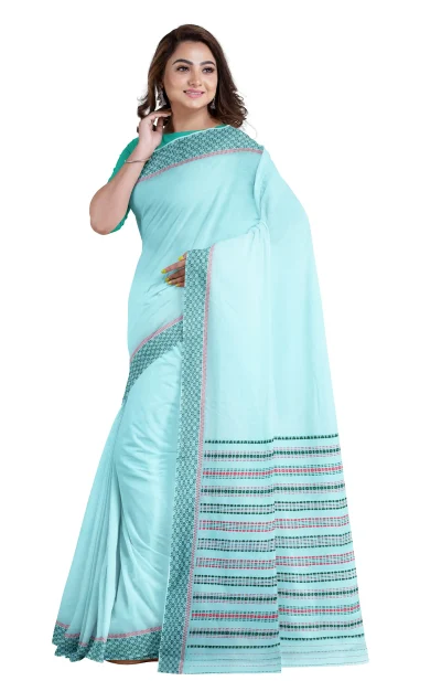 Begumpuri Cotton Saree - Turquoise Blue