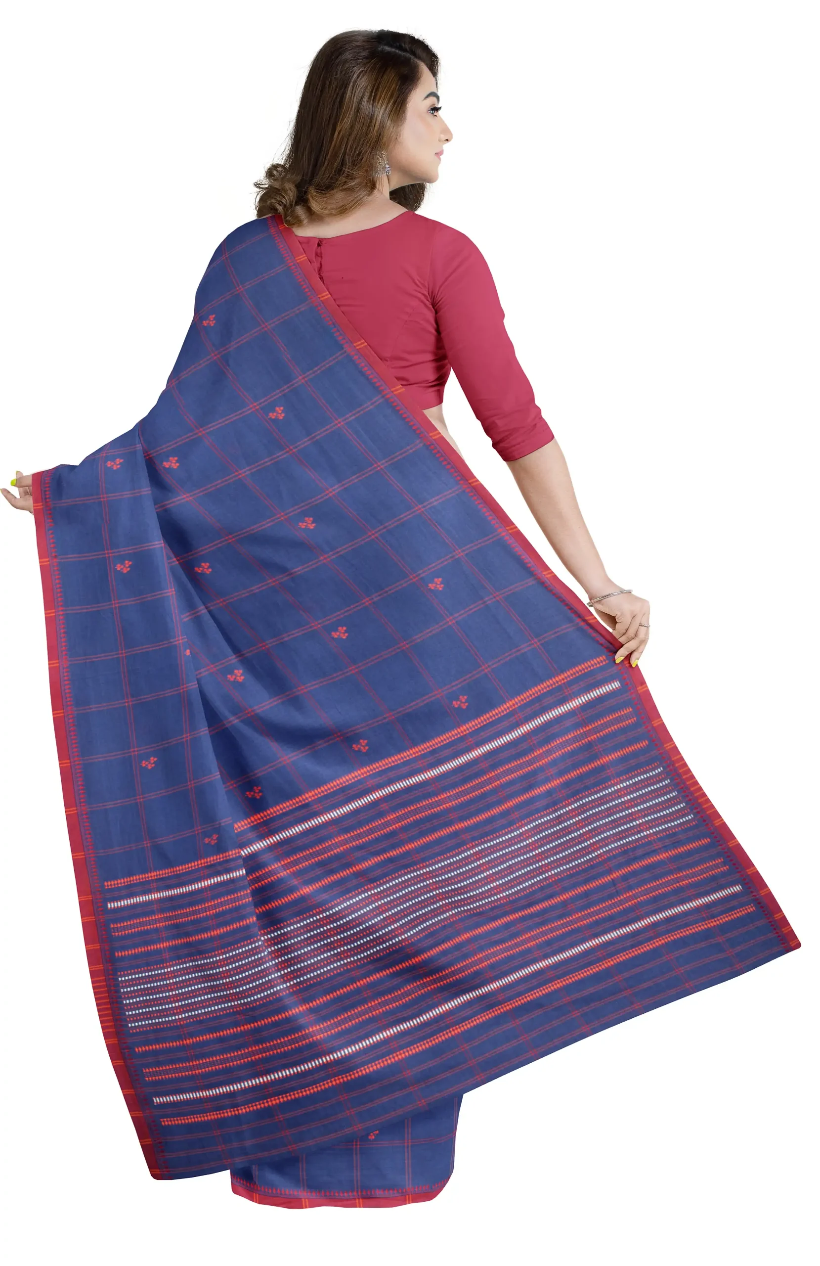 Begumpuri Cotton Saree - Indigo - Image 2