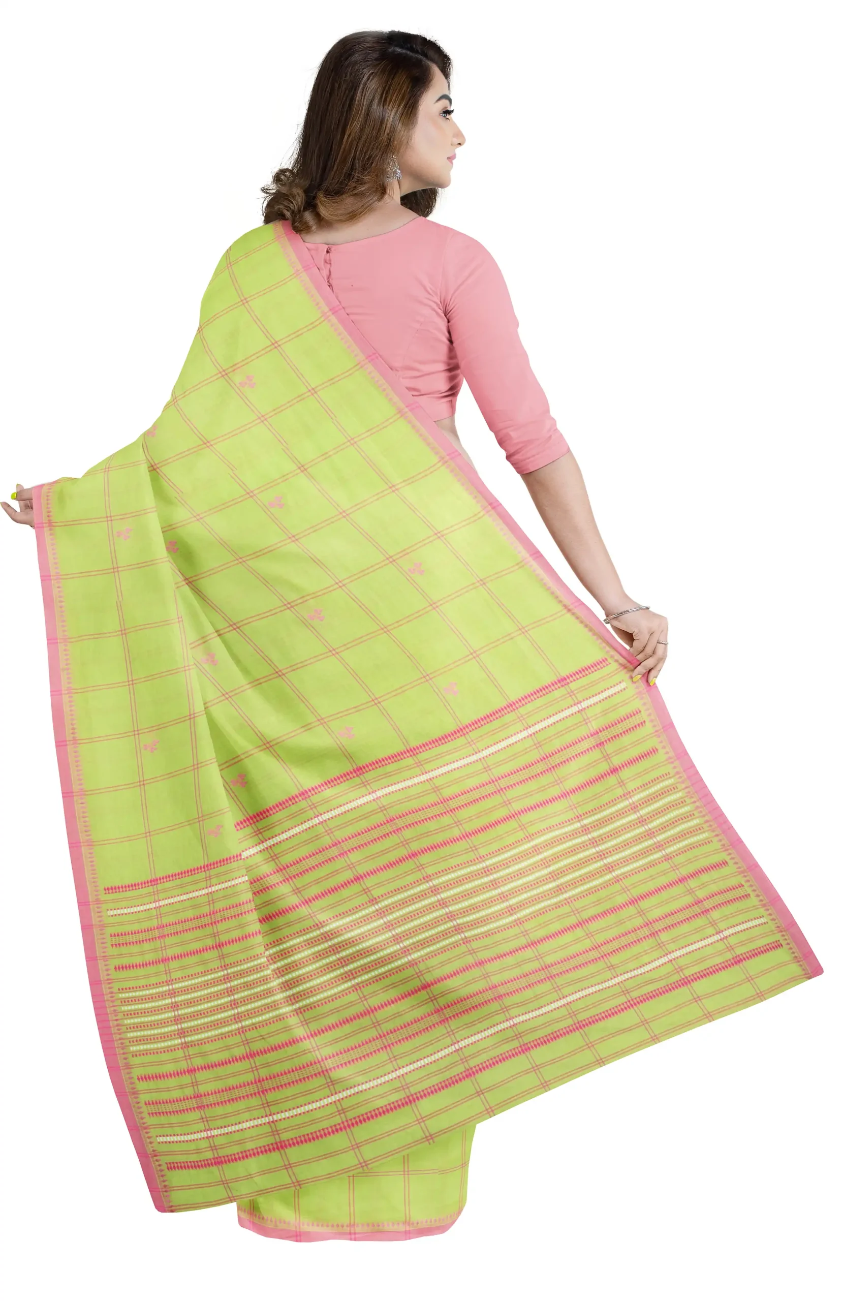 Begumpuri Cotton Saree - Green - Image 2