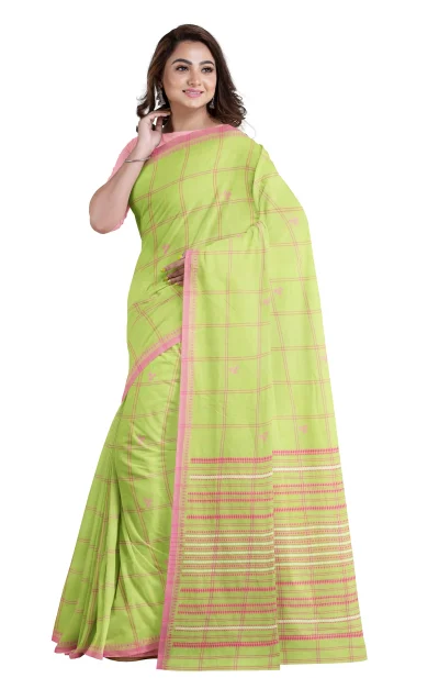 Begumpuri Cotton Saree - Green