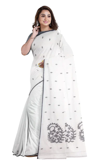Handwoven Cotton Jamdani Saree - Off-White