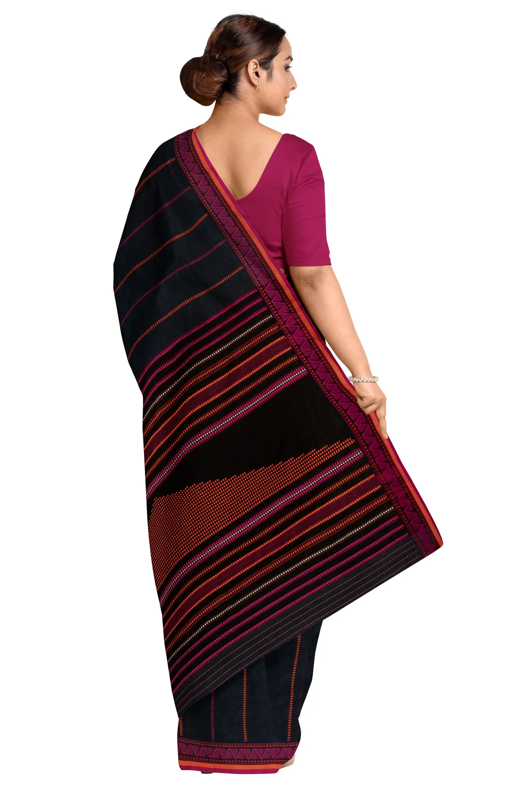 Begumpuri Cotton Saree - Black - Image 2