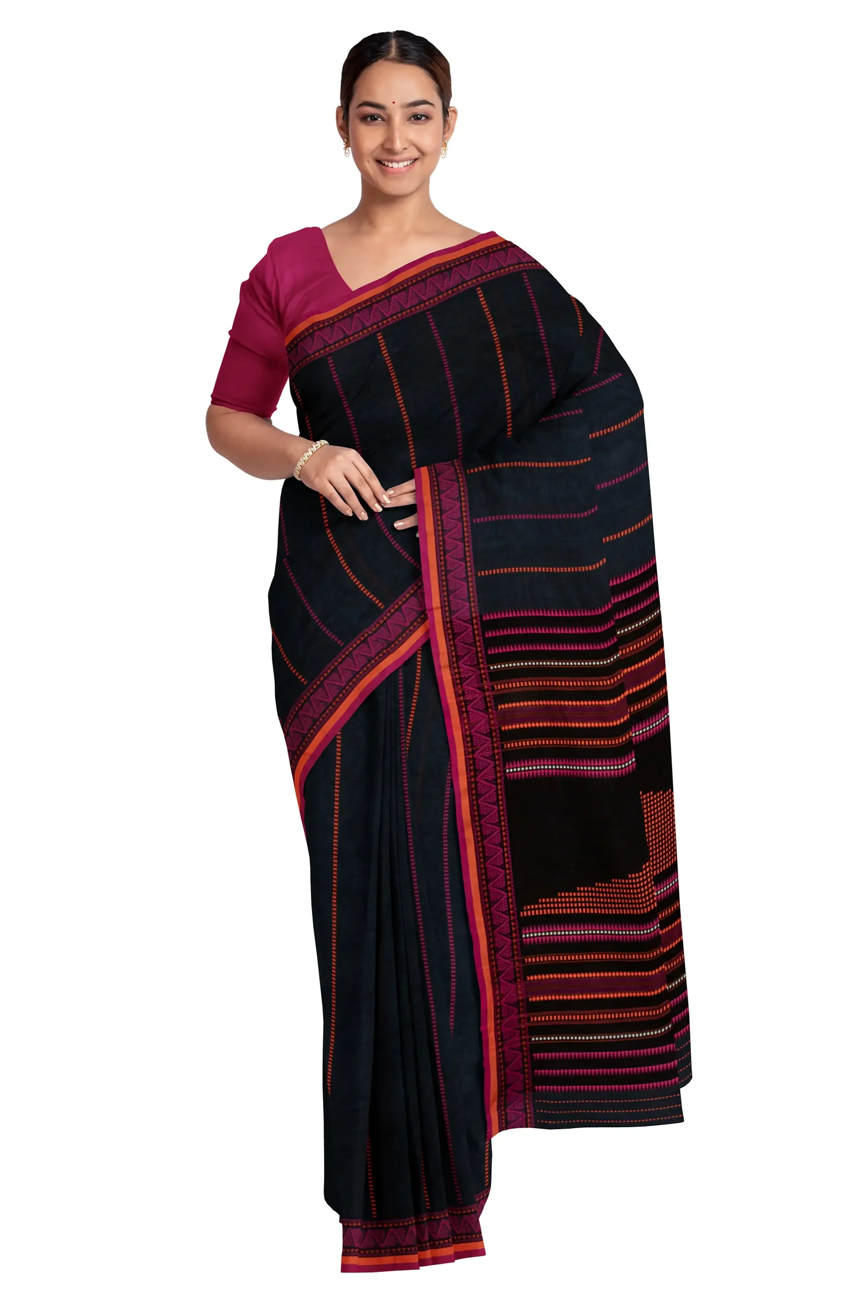 Begumpuri Cotton Saree - Black