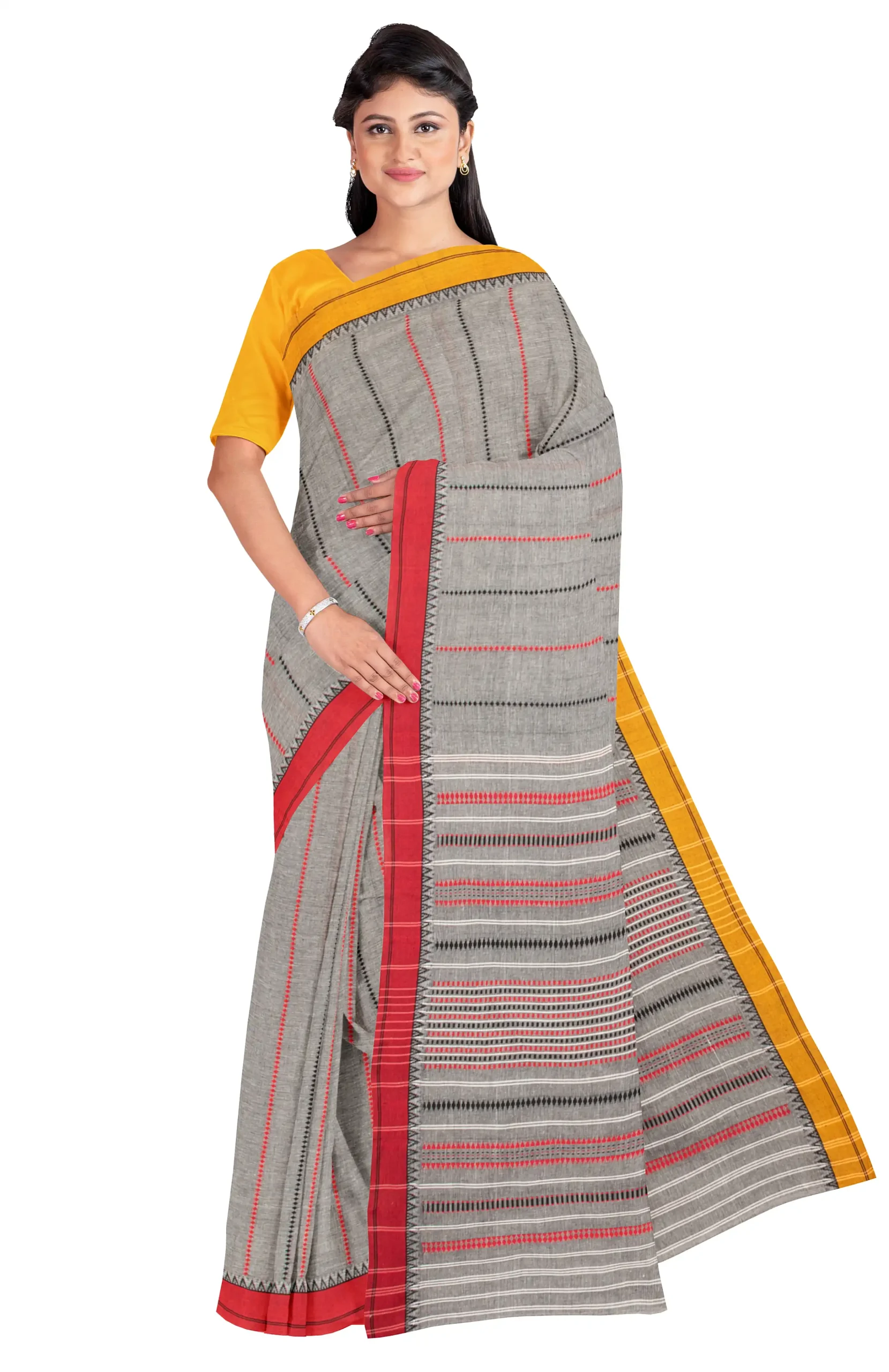 Begumpuri Cotton Saree - Grey
