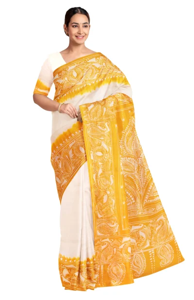 Batik Silk Saree - Golden