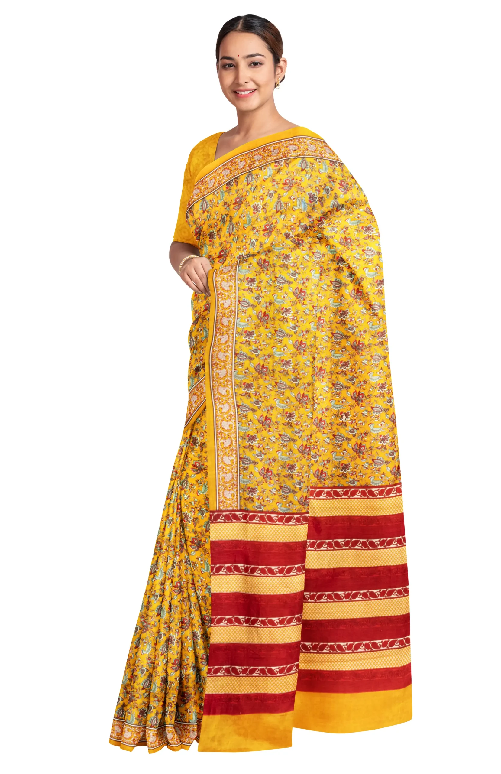 Batik Silk Saree - Mustard