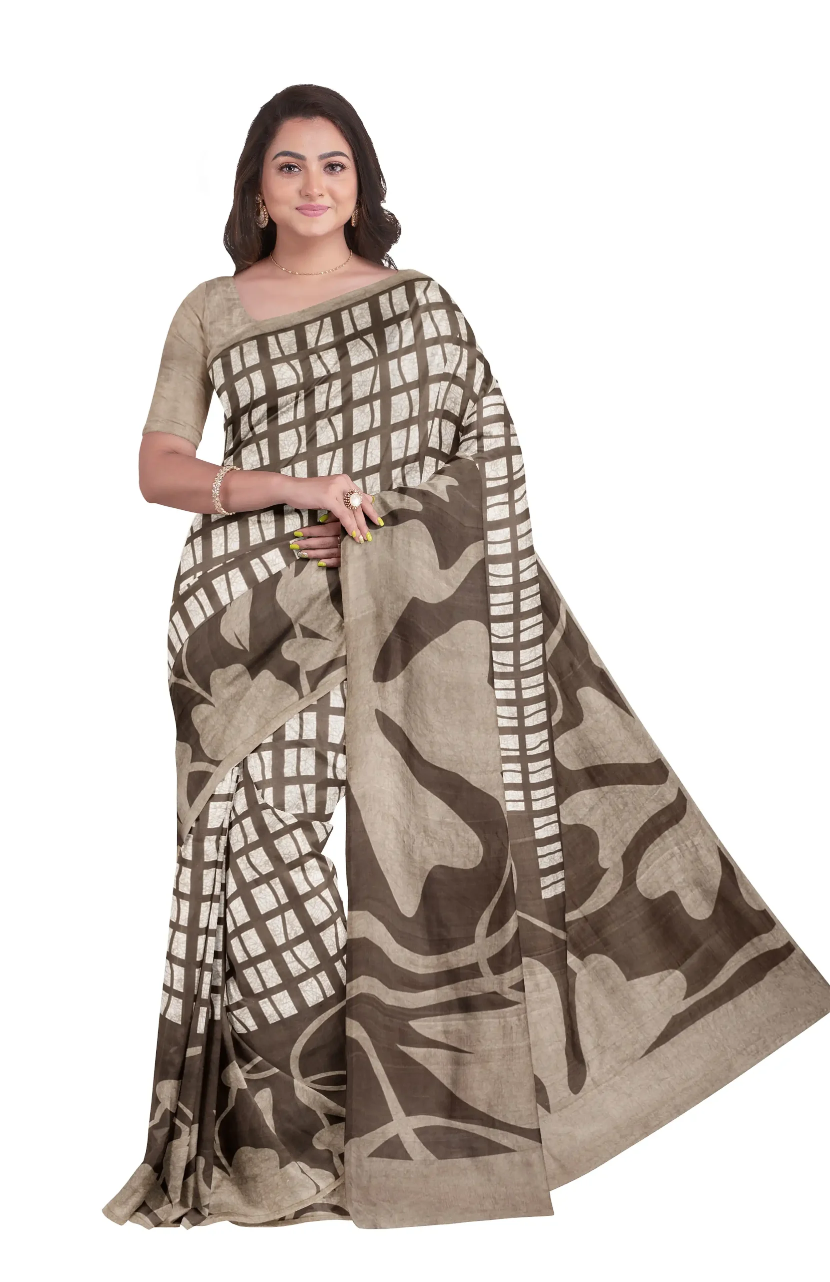 Batik Silk Saree - Brown