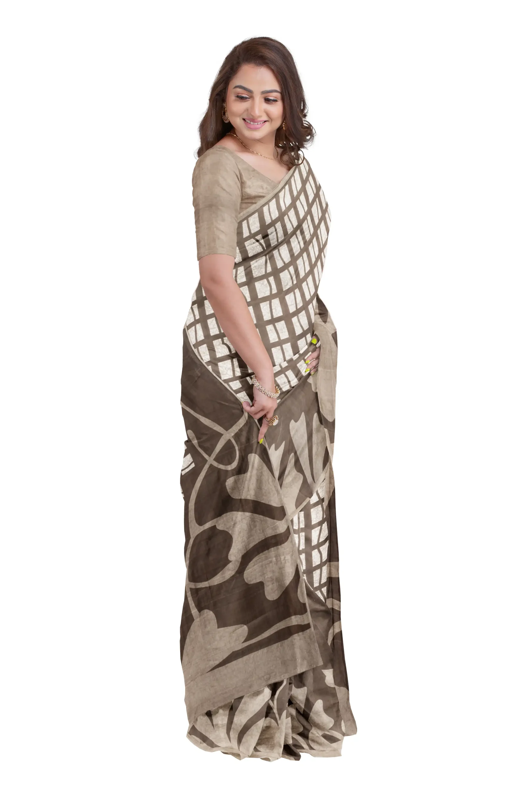 Batik Silk Saree - Brown - Image 3