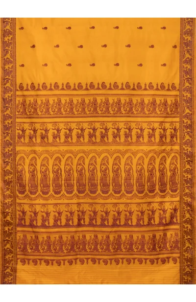Baluchari Silk Saree - Mustard Yellow