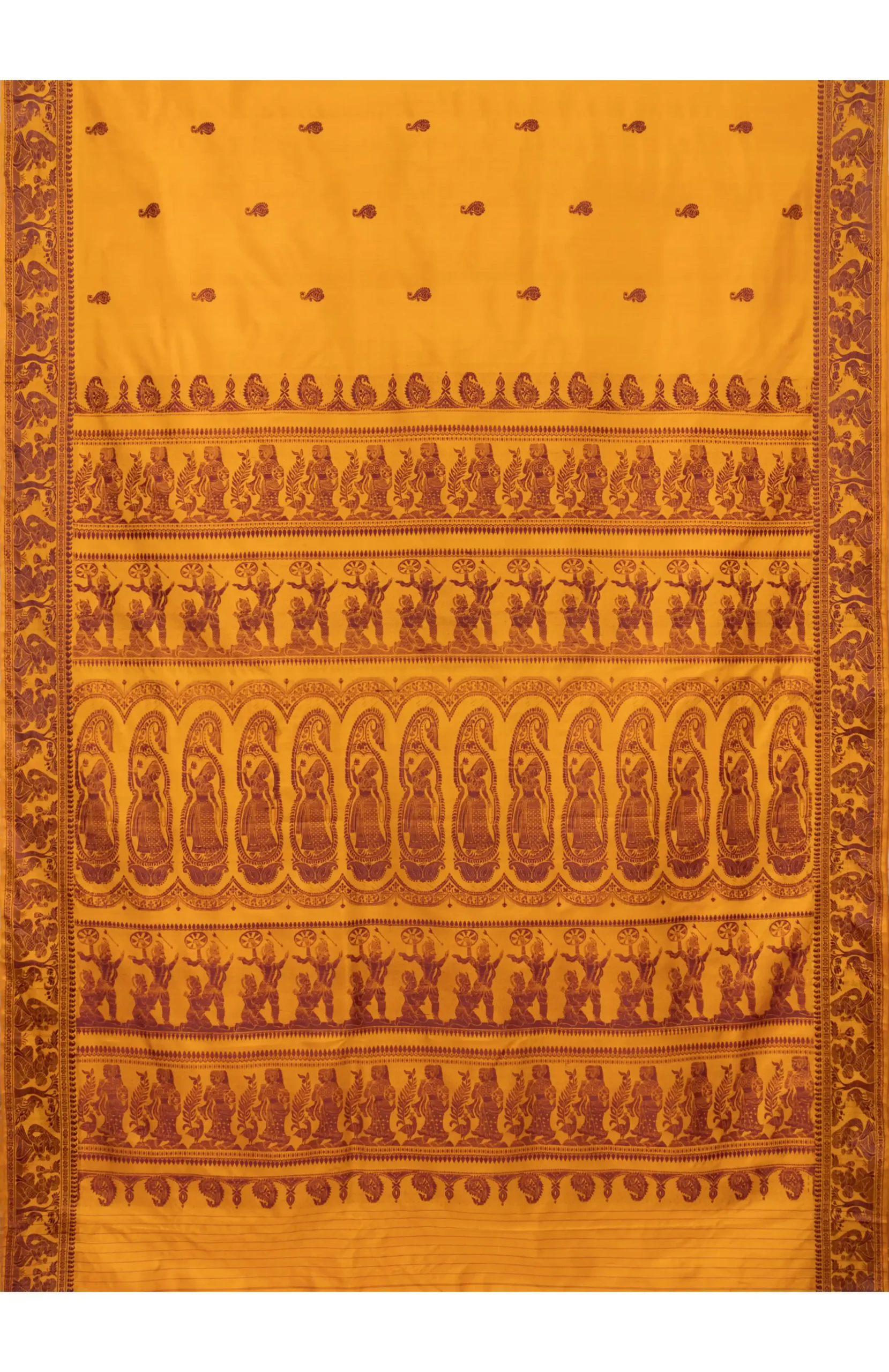Baluchari Silk Saree - Mustard Yellow