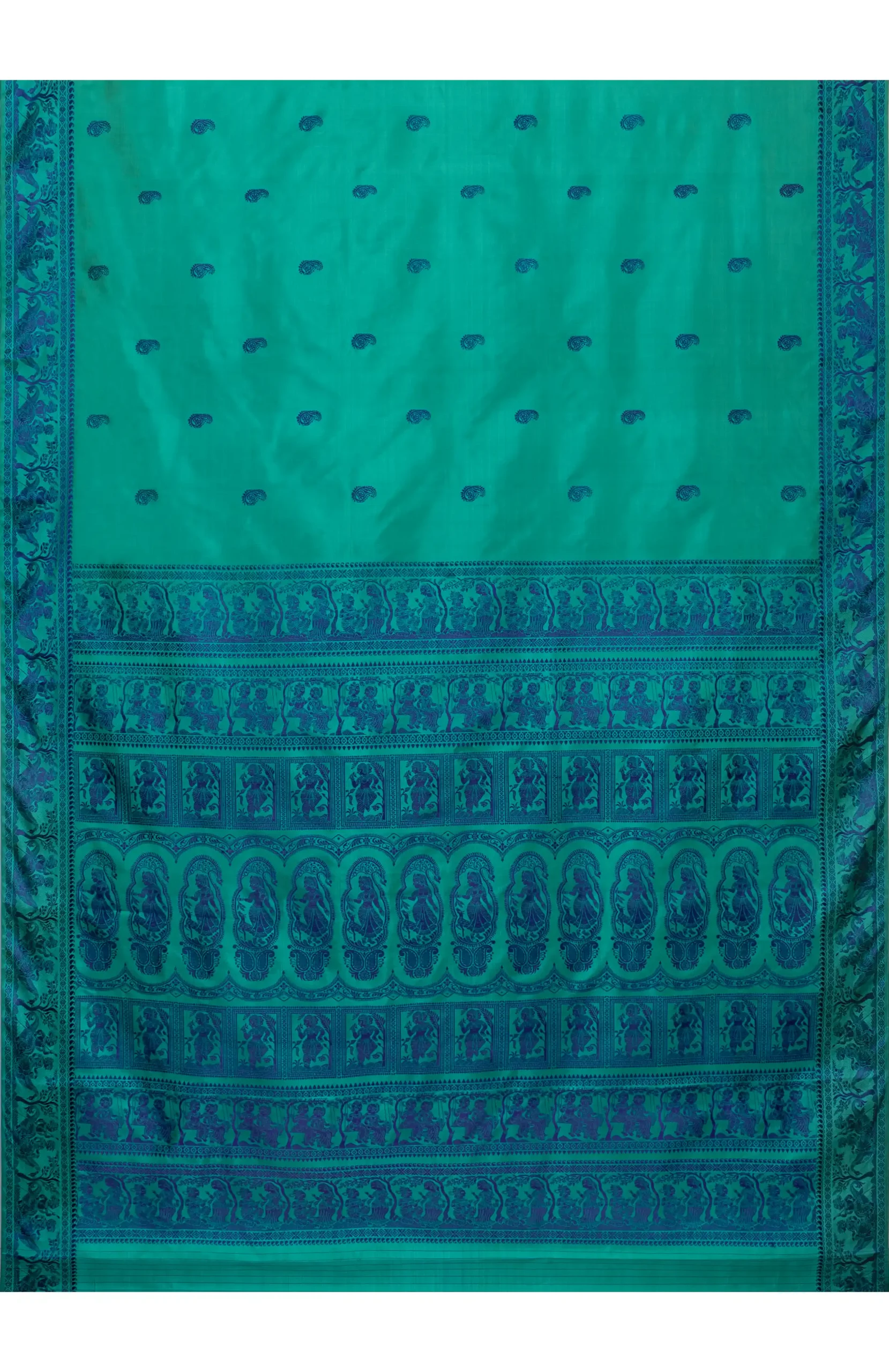 Baluchari Silk Saree - Turquoise