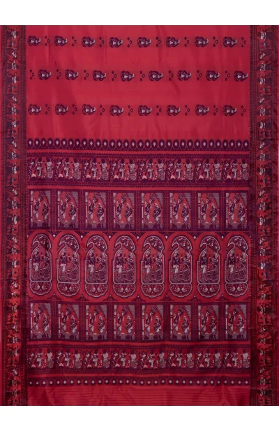 Baluchari Silk Saree - Scarlet Red