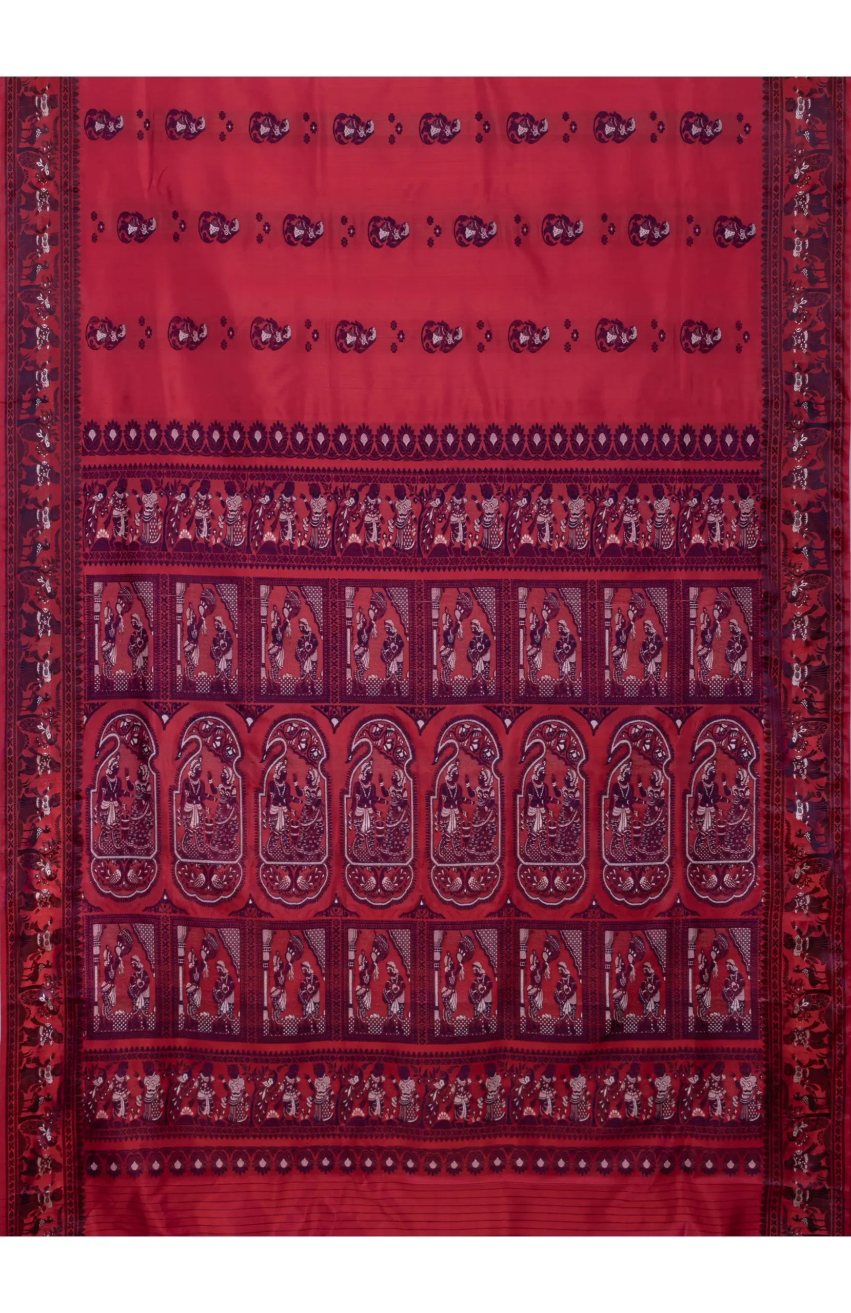 Baluchari Silk Saree - Scarlet Red