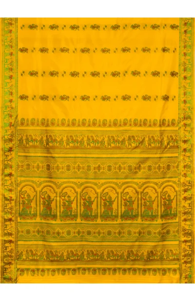 Baluchari Silk Saree - Golden Yellow