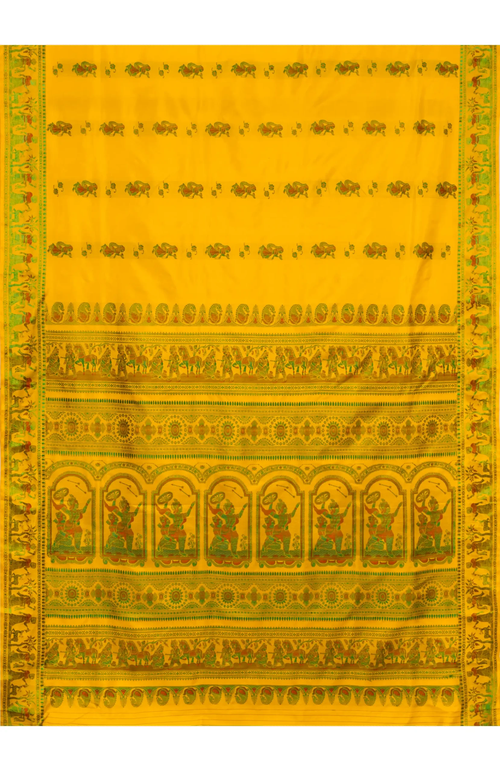 Baluchari Silk Saree - Golden Yellow