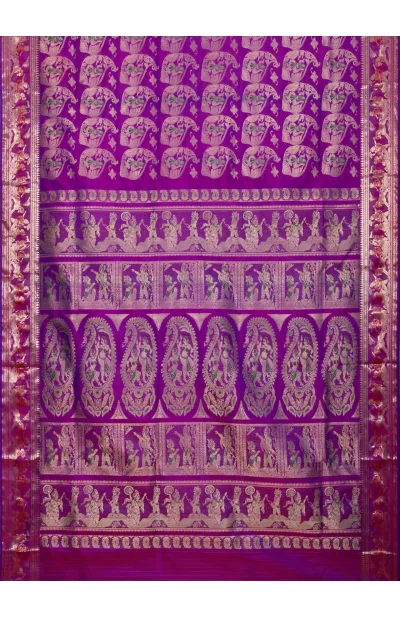 Baluchari Silk Saree - Dark Magenta