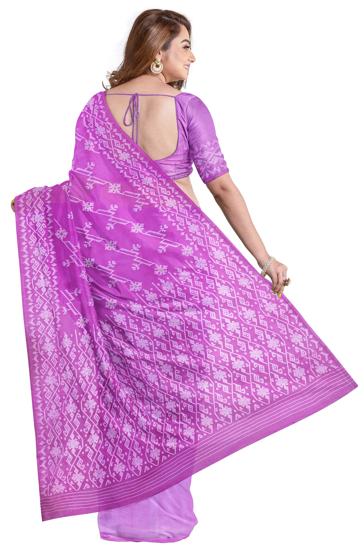 Kora Silk Jamdani Saree - Lavender - Image 2