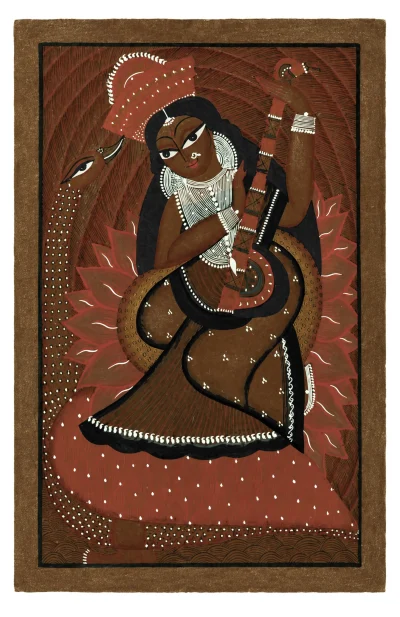 Patachitra Painting (Kalighat Style) - Saraswati