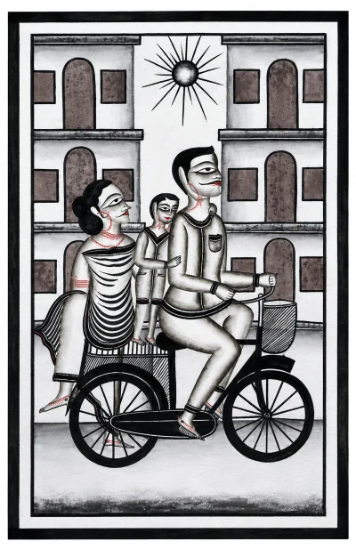 Patachitra Painting (Kalighat Style) - Bicycle Ride