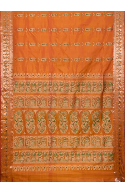 Baluchari Silk Saree - Rust Orange