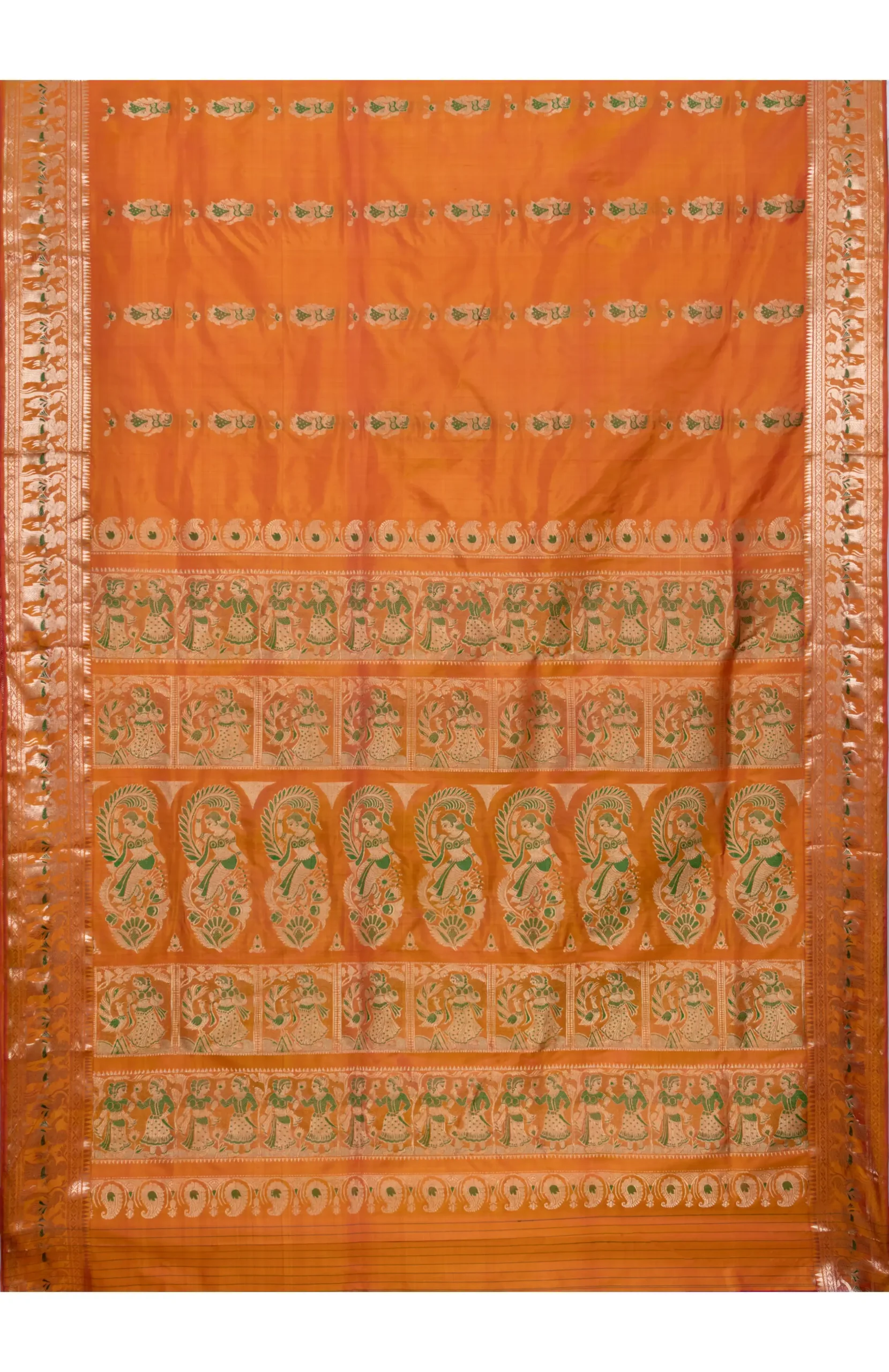 Baluchari Silk Saree - Rust Orange