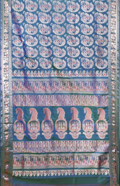 Handcrafted Kantha Silk Saree – Green