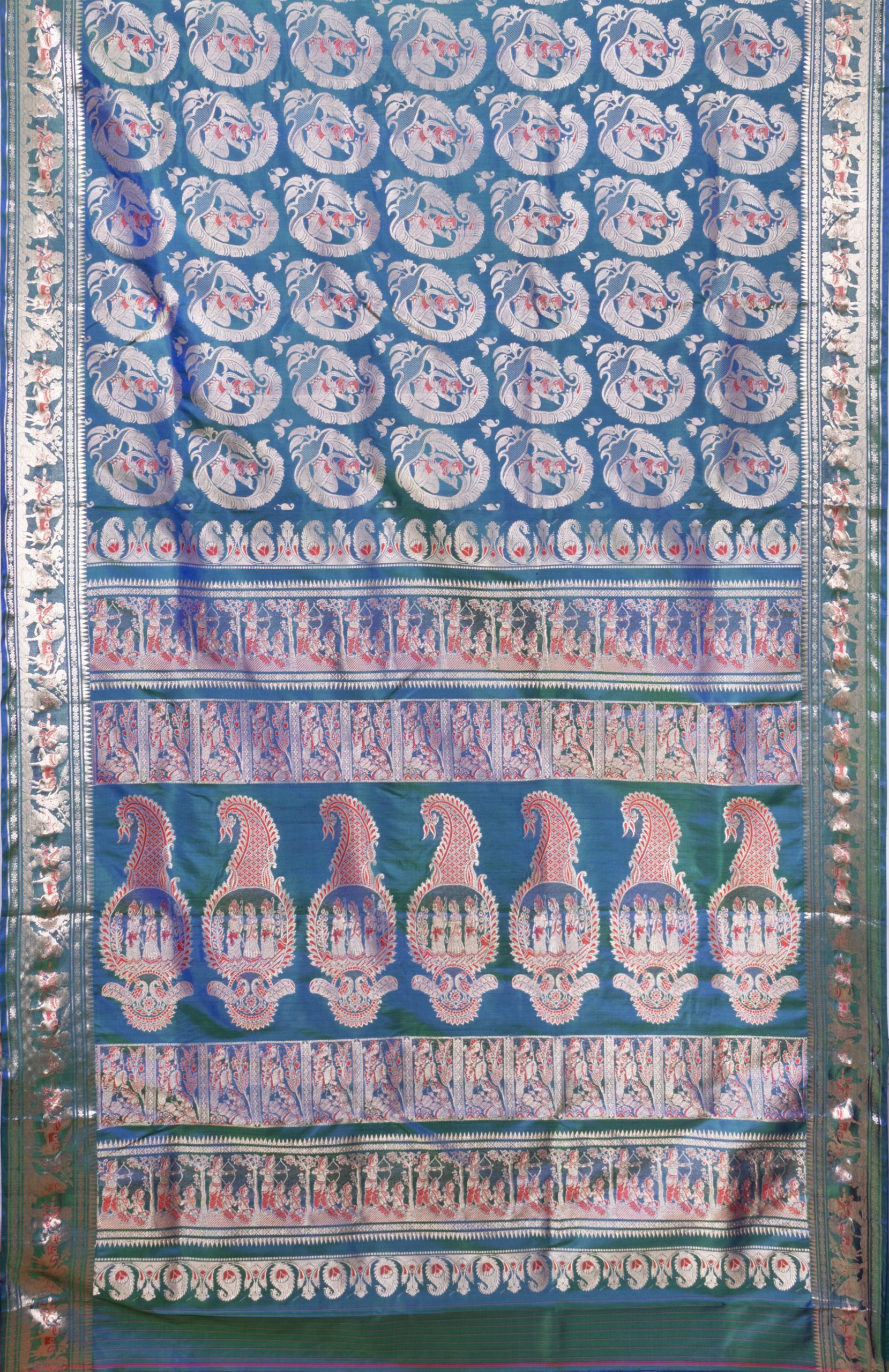 Handcrafted Kantha Silk Saree – Green
