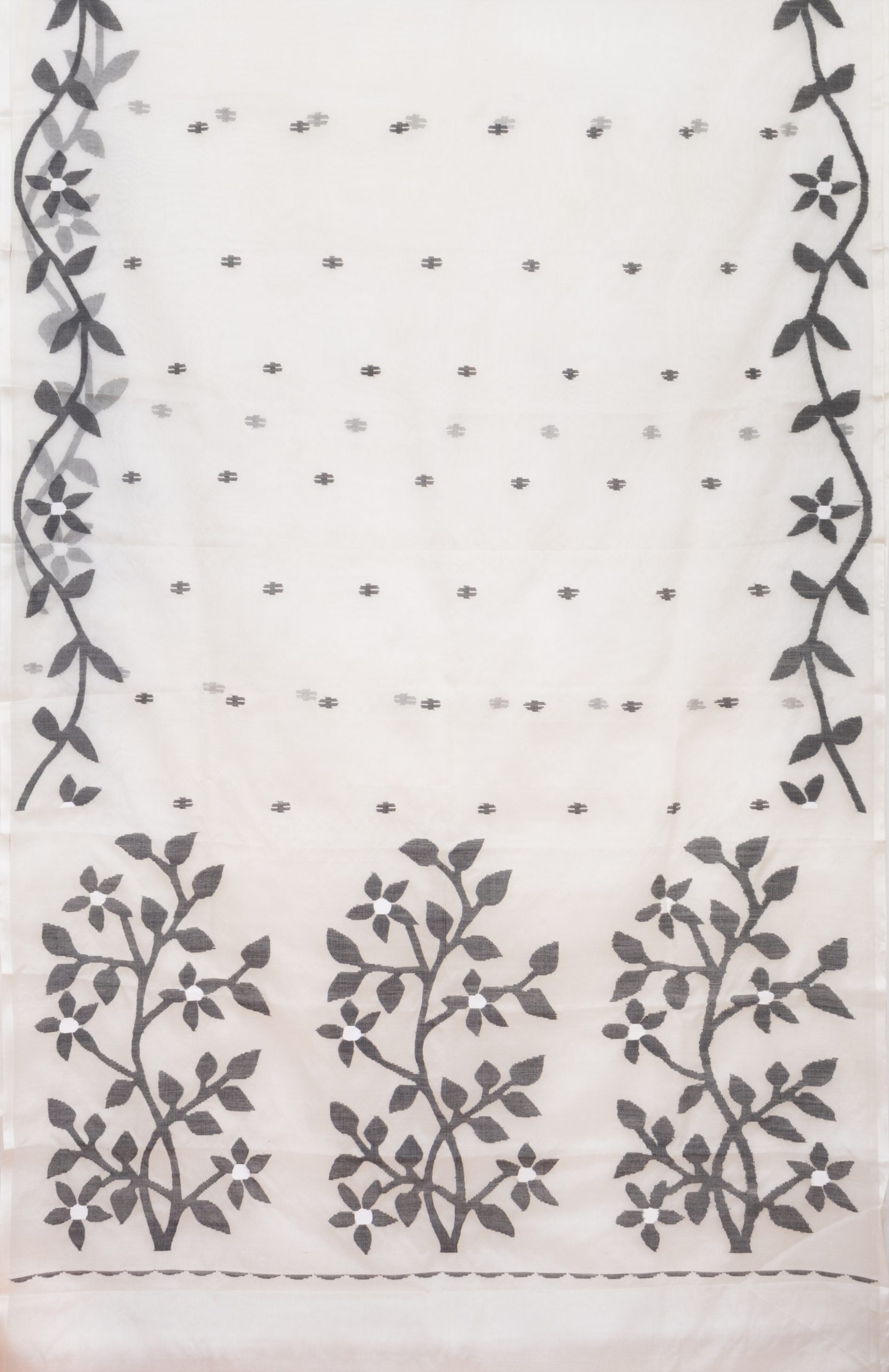 Kora Silk Jamdani Saree - White