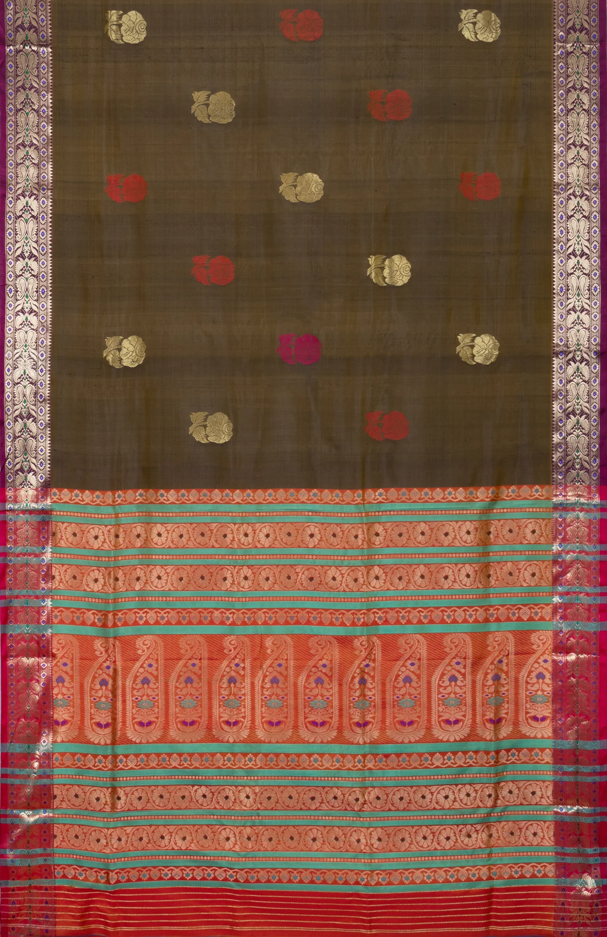 Handwoven Bishnupuri Silk Saree - Multi Colour