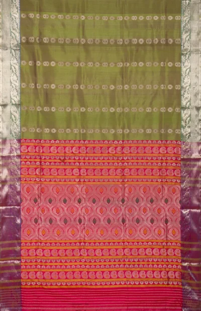 Handwoven Bishnupuri Silk Saree - Multi Colour