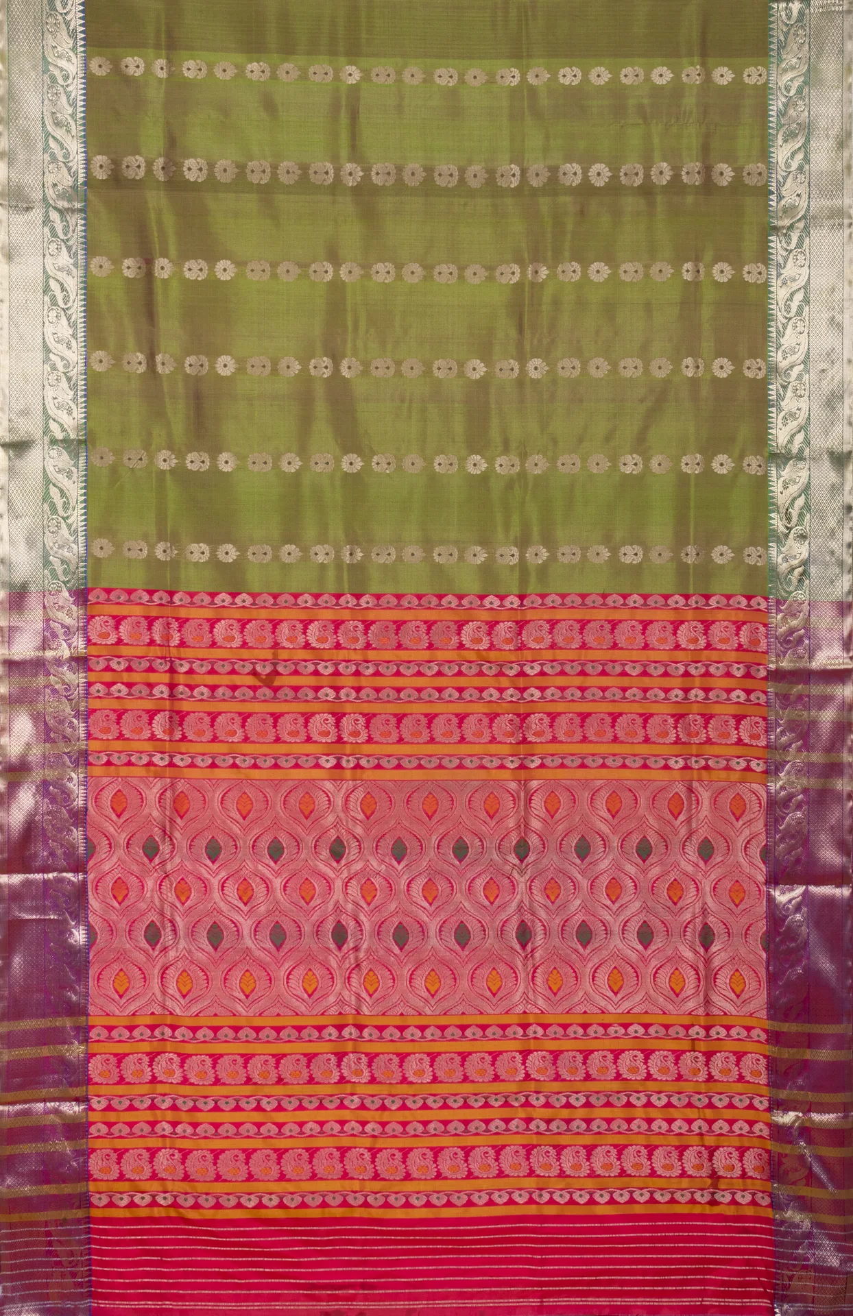 Handwoven Bishnupuri Silk Saree - Multi Colour