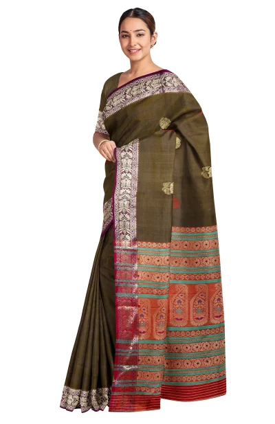 Handwoven Bishnupuri Silk Saree - Multi Colour